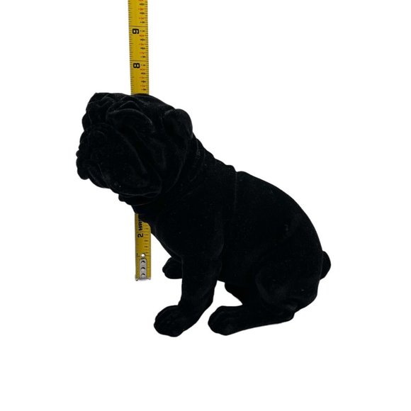 Vintage Flocked Black Pug Dog Coin Piggy Bank With Plug- Fuzzy - Picture 10 of 10